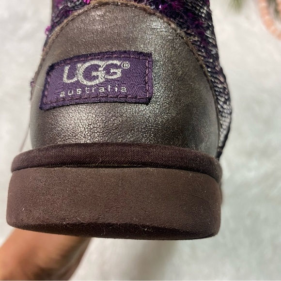 Ugg Australia fuschia pink silver reversible sequin boots size 8 - Picture 10 of 12